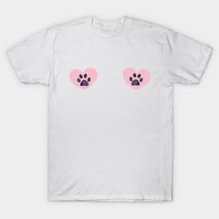 Pink heart with paw prints T-Shirt